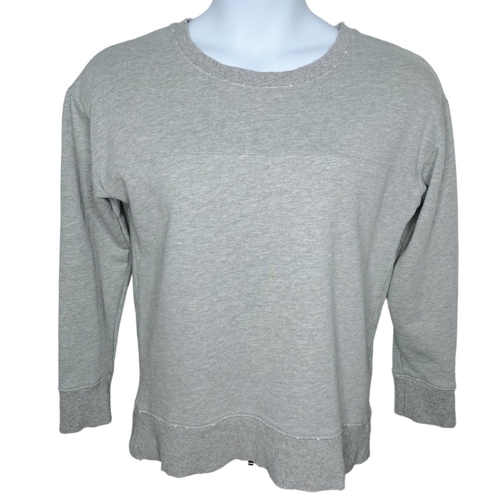 Joe's Jeans Sweatshirt sz M * Distressed Zipper Back Heather Gray Destructed